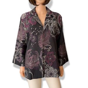 Chico’s Floral Tapestry Blazer Woven Botanical Jacket